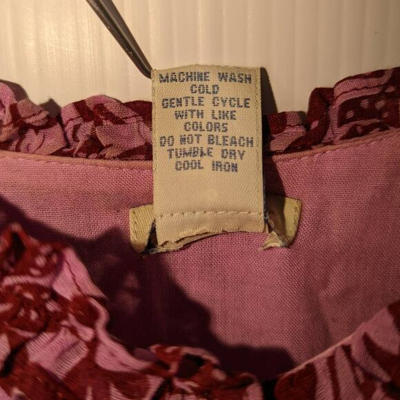 Vintage Y2K Odille Anthropologie Boho Floral Fit & Flare Dress Maroon Pink Sz 10 - Picture 5 of 9